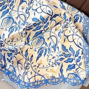 Women’s Silky Feel Blue & Floral Scarf or Head Wrap NWT